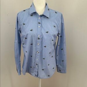 Talbots Blue /Green Duck Print Button Down Sz
S